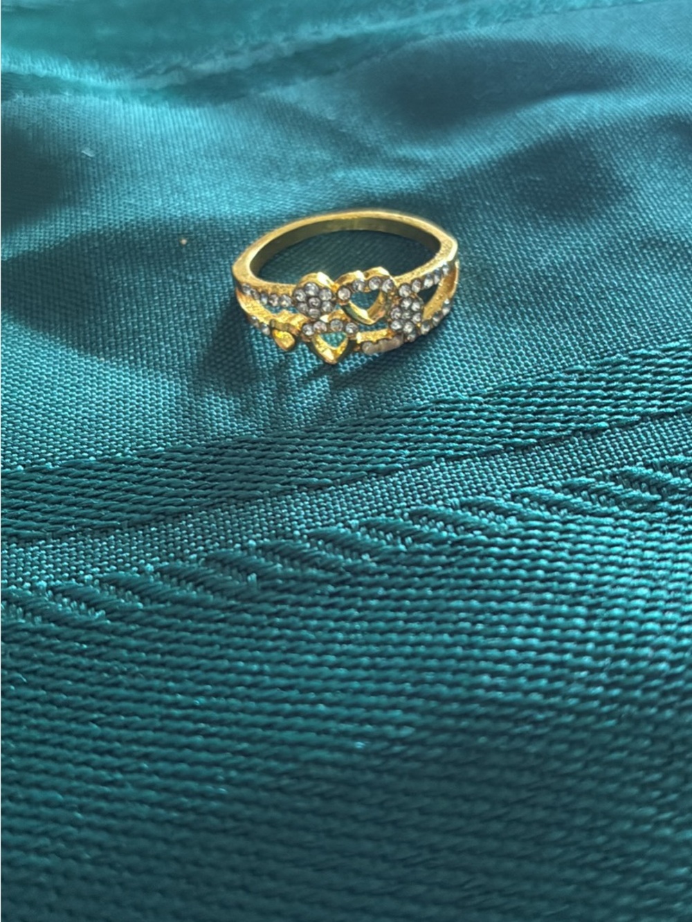Gold Heart & Crystal Accent Ring - Gold Tone Women’s Ring